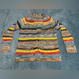 Women’s Sweater Wool Blend Size M Loose Knit Pockets Colorful!